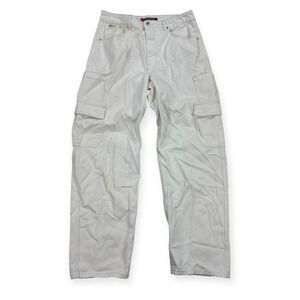 Empyre Tori Cargo Pants Women's Size 12 Off White Loose Fit Tapered Baggy Y2K‎